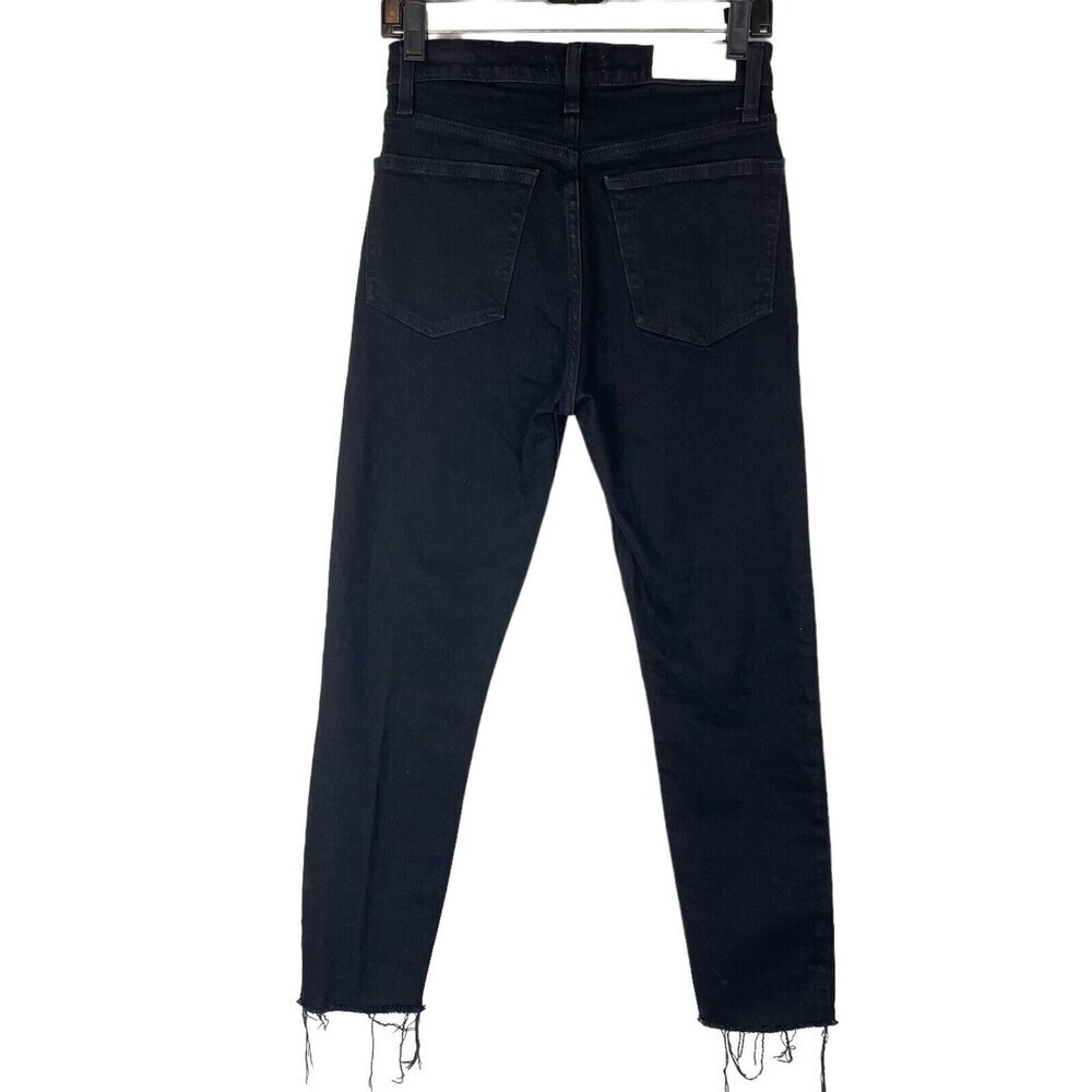 Re/Done Originals High Rise Ankle Crop in Faded Black Frayed Hem Size 27 - Picture 2 of 8